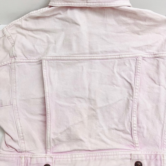 FREE PEOPLE — STAR CROSSED BOXY DENIM JACKET, LIGHT PINK SORBET, SIZE US XS - Picture 12 of 12